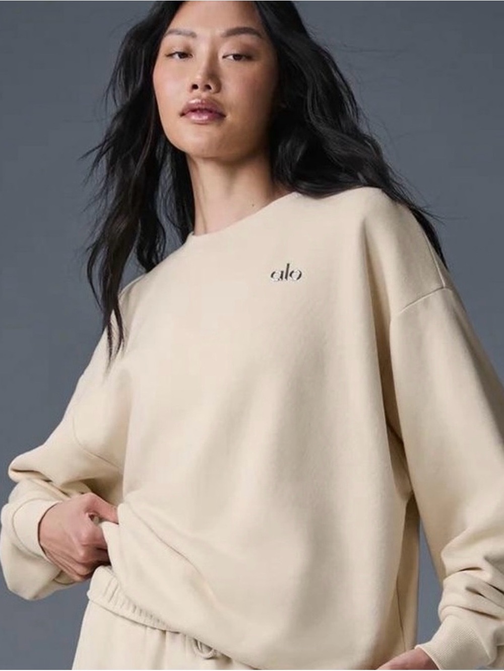 ALO Accolade Oat Milk Crew Neck Sweatshirt NWT
